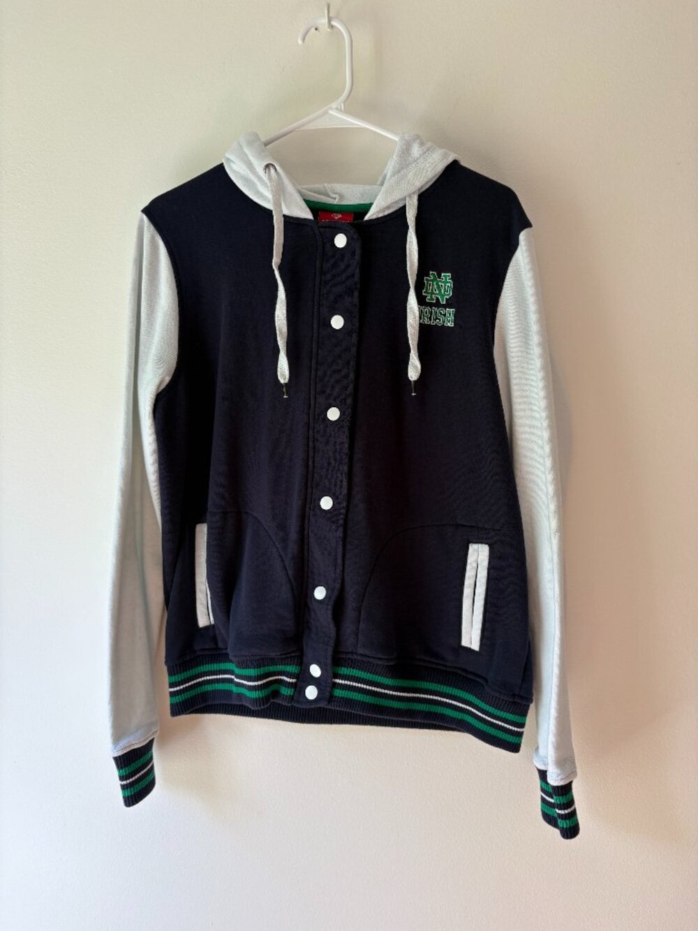 Colosseum Notre Dame Fighting Irish Varsity Snap Button Hoodie Jacket L
